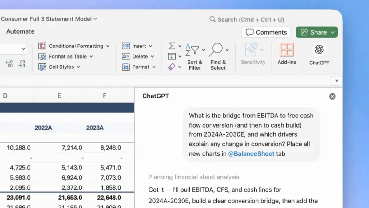 'Excel için ChatGPT': Beta sürüm kullanıma açıldı, tablo ve analiz hazırlanabilecek